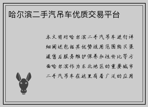 哈尔滨二手汽吊车优质交易平台
